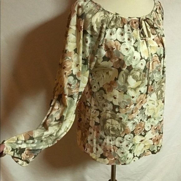 Vintage 70s autumn flowers peasant top - Picture 2 of 7